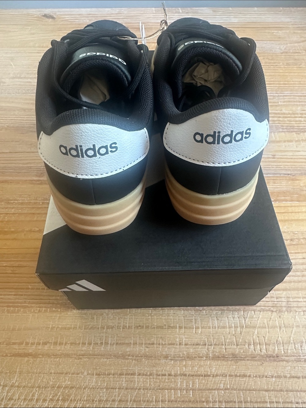 Adidas VL Court Bold Black Sneakers with White Stripes and Gum Platform Sole - Picture 3 of 5